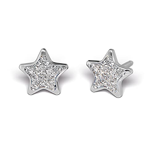 STUDEX Sensitive by S3544WSTX - Stella glitterata, in acciaio chirurgico, colore: Bianco, Acciaio inossidabile