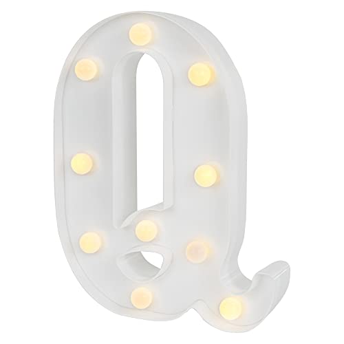 Image of Restaurantware-Illumify 6.8 x 1.2 x 8.7 Inch Light Up Letter, 1 Durable Marquee LED Light - Letter Q, Touchproof, White Plastic Party Light, Keyhole Slot, For Parties, Weddings, Or Special Events