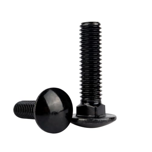 Image of 5 /16-18 x 2-1 /2 inch Carriage Bolts Screws Black Finish, Round Head Square Neck, 304 Stainless Steel 18-8, UNC Full Machine Coarse Thread, 10Pcs