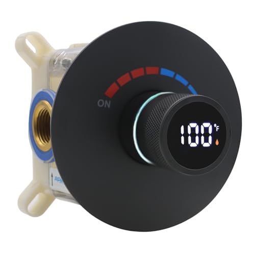 Matte Black Wall-Mounted Digital Shower Valve