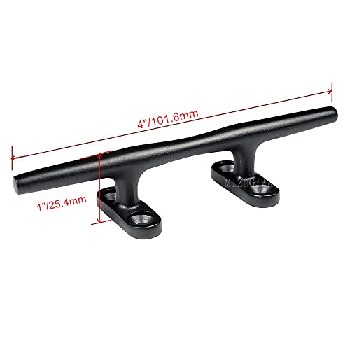 Image of MIZUGIWA Boat Cleat Marine 316 Stainless Steel Open Base Deck Cleat Black 2pcs