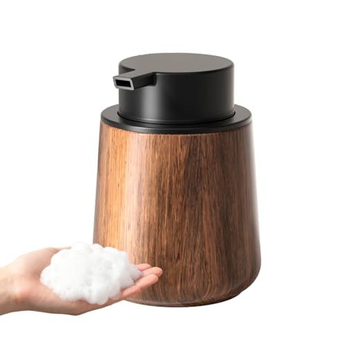 LuminaVerde Seifenspender Schaumseifenspender Für Bad & Küche Nachfüllbarer Moderner Pumpspender Walnuss Farbe Für Waschbecken
