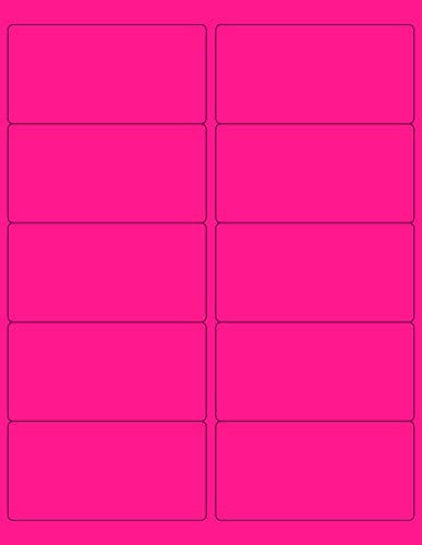 8-1/2 X 11" Neon Color High Light Fluorescent Labels For Laser & Inkjet Printer (Pink Fluorescent, 4 X 2" - 10 Per Page | 250 Labels) #TOP5
