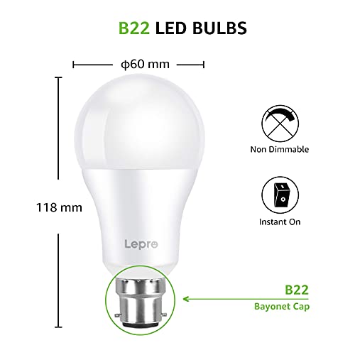 Lepro-Bayonet-Light-Bulbs-100W-Equivalent-Cool-White-6500K-135W-1521lm-Super-Bright-LED-Bayonet-Bulb-Daylight-B22-LED-Bulbs-BC-GLS-Energy-Saving-Lightbulbs-Bayonette-Non-dimmable-Pack-of-6