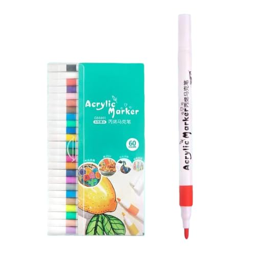 Acrylic Marker Pen Set - Assorted Acrylic Marker Kit, Fine Tip Lacquer Pens | Permanent Colour Markers, Creative Art Tools for Stone, Glass, Fabric, Metal, Ceramic and Crafts