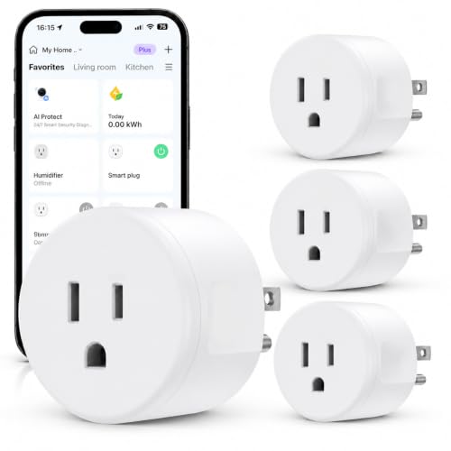 EIGHTREE Smart Plug WiFi Outlet Works with Alexa & Google Home, 15A, 4-Pack | Smart Home Socket with Remote Control & Timer Function, WiFi Plug for household appliances, No Hub Required, 2.4GHz WiFi Only