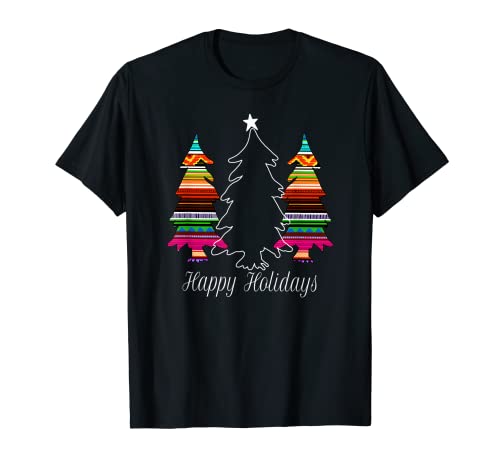 Fun Serape Design Print Evergreen Happy Holidays T-Shirt