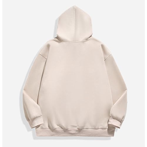 Zeiyignr Men's Casual Solid Pullover Fashion Loose Fit Long Sleeve Drop Shoulder Trendy Pocket Drawstring Hoodie Sweatshirt3