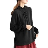 [MzcoYmm] 長袖tシャツ レディース フリル ハイネック ロングtシャツ トップス 無地 カットソー 重ね着 プルオーバー 体型カバー ゆったり 可愛い おしゃれ 通勤 春 秋 冬