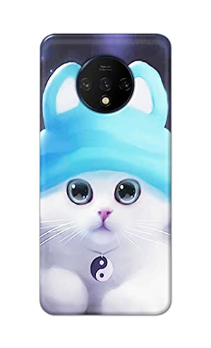 Image of Chinese Cutie Kitten Cat Big Eyes Lovely Girl Ears Hard Back Case Cover for OnePlus 7T Back Cover -(J5) VNS2221