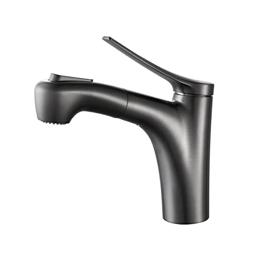 Bathroom Mixer Sink Faucet with Pull Out Sprayer Dual Mode Mixer Tap for Hot and Cold Water Copper Single Handle Multi-Function 