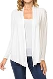 MINEFREE Women's Long Sleeve Open Front Drape Lightweight Knit Cardigan (S-3XL), Mca001_ivory, Small