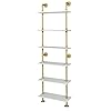 Industrial gold bookshelf 6 tier wall mounted ladder bookshelf rustic gold storage book shelves display bookcases for living roomhomeoffice  urban country home decor