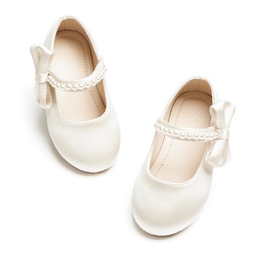 Image of PHIRAMIN Toddler Flower Girl Glitter Dress Shoes Little Girl Ballet Flats Bow Wedding Party