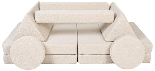 Velinda Spielsofa Modulsofa Spielmöbel modulares Kindersofa Bouclé-Stoff Bausteine-Set (Farbe: cappuccinofarben)