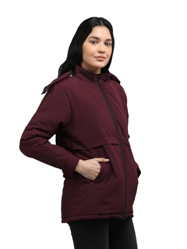 Image of CHKOKKO Women's Winter Quilted Jacket Wine Size L
