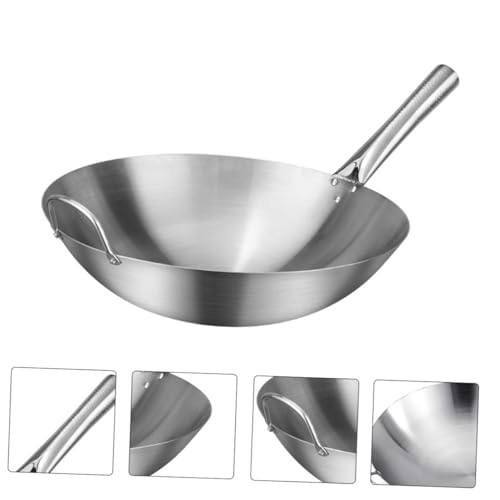 Wok de acero inoxidable con mango y fondo redondo miniatura 4