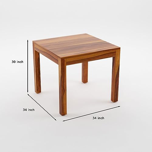 Image of Solid Sheesham Wood Dining Table 2 Seater | Two Seater Dinning Table with 2 Chairs for Home | Wooden Kitchen Dinner Table 2 Seater | Dining Room Sets for Restaurants | Rosewood, Teak Finish