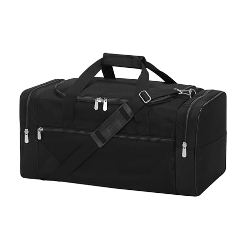 Gym Bag Sport Duffle Bag for Men - 21 in Weekender Travel Bag with Trolley Sleeve (Black)
