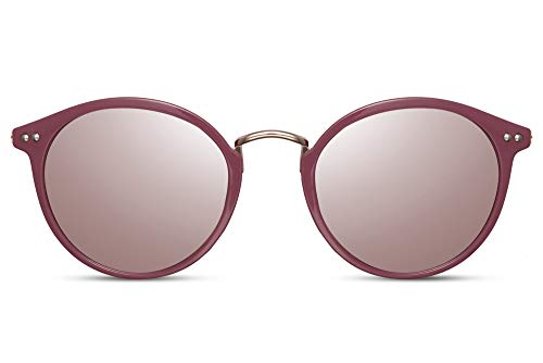 Cheapass Occhiali da Sole Rotondi Rosa Montatura