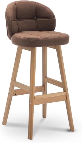 LLSHQ Bar Stool Kitchen Counter Breakfast Bar-Stool with Backrest and Footrest Chair in Living Room Party Coffee House(Brown,73cm)