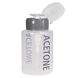 Beauticom 6 Oz Gray Push Down Acetone Dispenser - Clear Empty Bottle- Labeled
