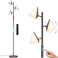 QiMH LED Tree Floor Lamp, Modern Floor Lamp for Living Room with 3 Lights,4 Color Change, 36W Stepless Dimmable Tall Standing Lamp with Touch and Remote Control for Bedroom, Oil Rubbed Bronze
