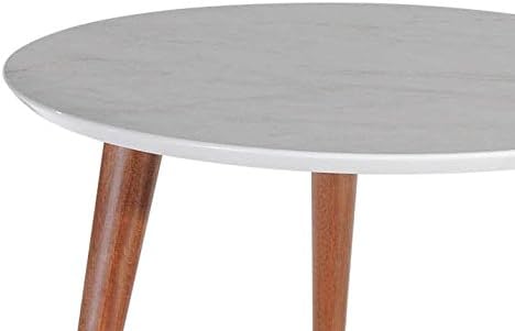 Miniatura 4 de Manhattan Comfort Moore - Mesa auxiliar redonda de madera maciza de 24 pulgadas, color blanco brillante