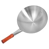 ULTECHNOVO Wok en Acier Inoxydable Poignée Unique Poêle Wok 30 CM pour Légumes Frits Batterie la Cuisine Tout Feux Adapté la Maison