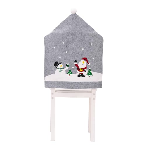 Housse de dossier de chaise Père Noël gris Morain pour fête