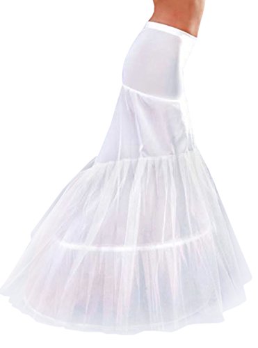 BEAUTELICATE Enagua Cancan para Vestidos Cortos Mujer Trompeta Sirena Falda 2 Aros con Volantes Niveles hasta el Suelo Vestido de Novia Boda（Blanco,S
