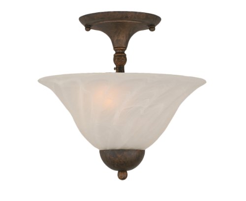 Black Friday - 80% OFF Toltec Lighting 120-BRZ-5721 Two-Bulb Semi-Flush Mount Bronze Finish with Swirl Glass Shade, 12-Inch