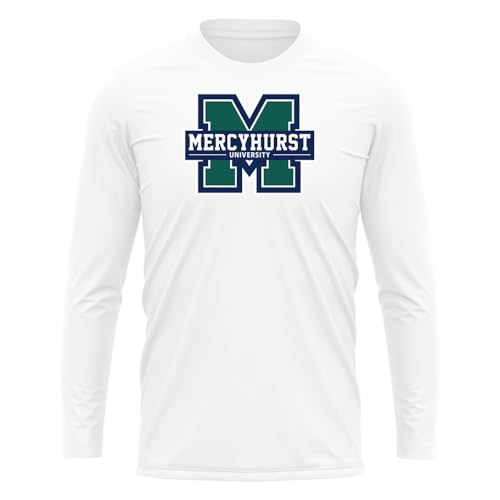 Campus Lab Mercyhurst University Adult Men's Sport Long Sleeve Shirt Primary Logo, White, Large