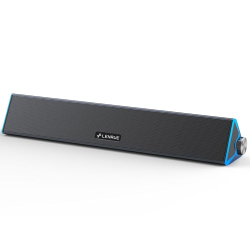 LENRUE Computer Speaker, 10W PC Speaker for Desktop/Laptop,Sound bar Desktop Speaker with Clear Sound,USB Powered and 3.5 AUX-in,Plug-N-Play (Black)