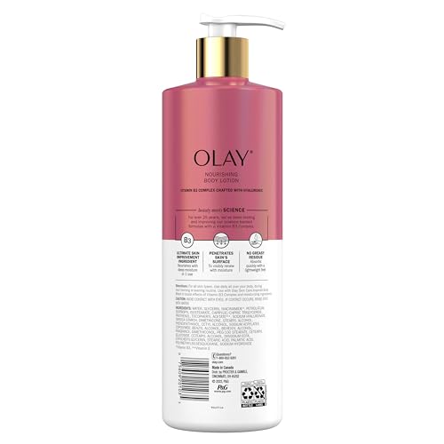 Olay Nourishing & Hydrating Body Lotion for Women with Hyaluronic Acid, 17 oz (Pack of 4)