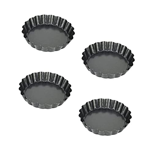 OKUMEYR 4pcs Mini Tart Tins Non-stick Loose Base Baking Molds for Tart Quiche Flan
