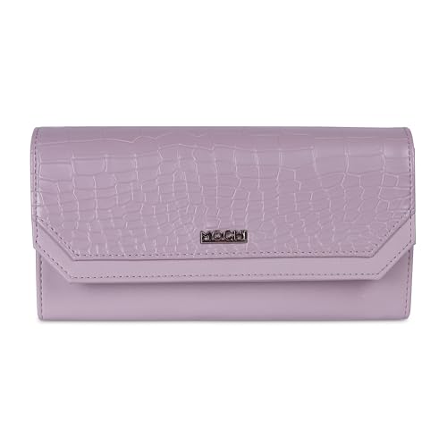 Image of Mochi Women Purple Faux Leather Casual Clutch with Premium Metal Logo (95-134)