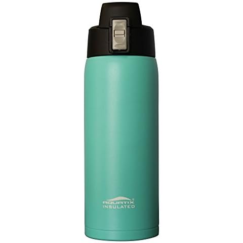 Aquatix (Turquoise, 21 Ounce) Pure Stainless Steel Double Wall Vacuum Insulated Sports Water Bottle with Convenient Flip Top - Keeps Drinks Cold for 24 Hours, Hot for 6 Hours Cover