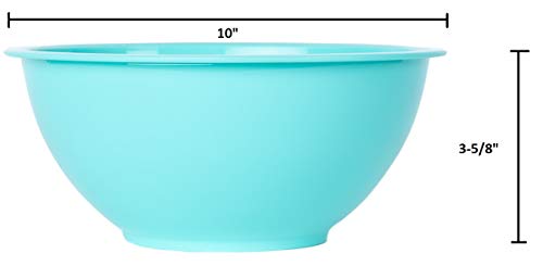 Klickpick Home 10 Inch Plastic Bowls Set of 6-64 ounce (2 Liter) Capacity Extra Large Cereal Salad Serving Mixing Bowl Microwave Dishwasher Safe Soup Bowls - BPA Free Bowls 3 Coastal Colors