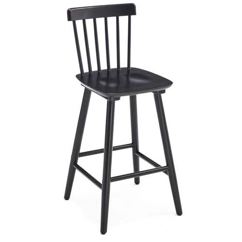 Butacos para bar Janoray, juego de 2 unidades, estilo rústico/campestre, espalda con varillas, altura 26 pulgadas, color negro, para isla de cocina, pub o cafetería miniatura 7