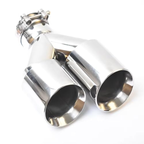 Tubo de escape universal de doble salida: punta de acero inoxidable con silenciador de 63mm