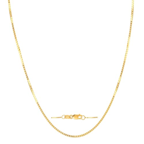 14K Yellow/White/Rose Gold Box Chain Necklace for Women and Men 14K Solid Gold Necklace with lobster clasp