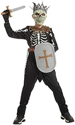 Miniatura 8 de Spooktacular Creations Disfraz de esqueleto para niños, disfraz de caballero temático oscuro para niños, fiestas de Halloween