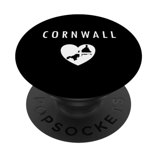 Cornish Love Heart, Souvenir Gifts from Cornwall PopSockets Swappable PopGrip, Black