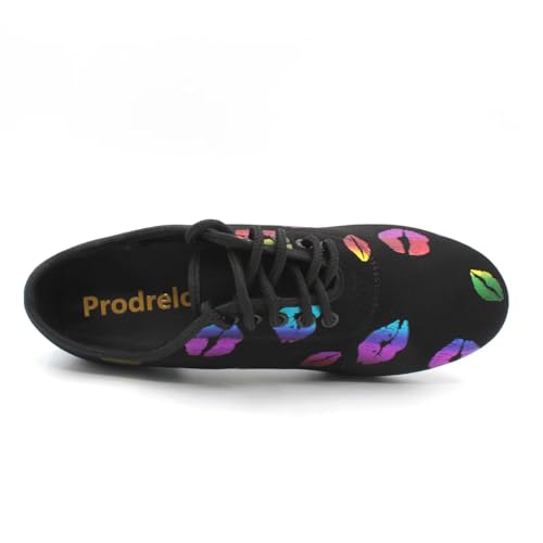 Women's Dance Shoes Colorful Lips Canvas Jazz Ballroom Practice Teaching Shoes Rhythm Latin Salsa Professional Dance Sneakers2