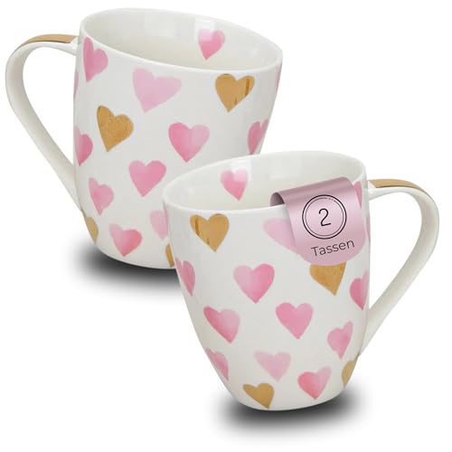 XXL Kaffeetassen 2er Set aus Porzellan 400ml - Teetassen für 2...