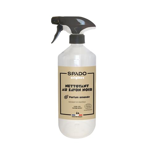 SPADO Origines - Savon noir à l'huile de lin - Nettoie, dégraisse, protège - Parfum amande douce - ECOCERT - 750ML - Fabrication française