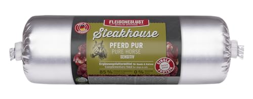 Steakhouse Pferd pur (14x500g), Nassfutter für Hunde & Katzen, sensitives Ergänzungsfutter, Monoprotein, getreidefrei, 14x Wurst von Fleischeslust