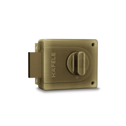 Image of Hafele Small Rim Dead Lock | Dimple Key Security | Double Throw Deadbolt | Durable Finish | Antique Brass | 10 Years Warranty