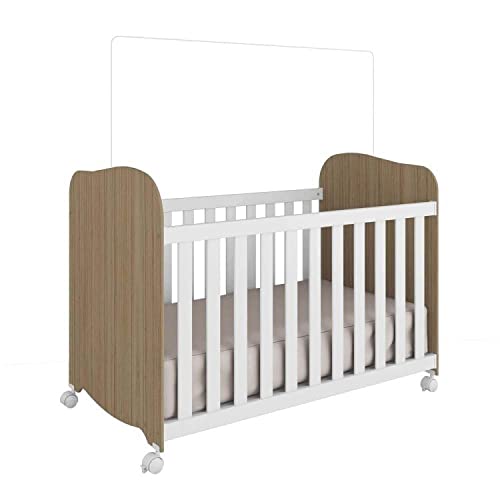 Quarto de Bebê com Guarda Roupa 3 Portas, Berço Americano e Cômoda Móveis Peroba Branco/carvalho